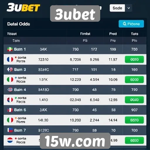 Comparação de odds entre 3ubet e concorrentes